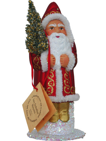 15641 Santa Red with Gold Trim Schaller Paper Mache Candy Container