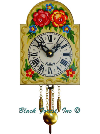 0830QP Quartz Painted Shield Chiming Miniature Clock