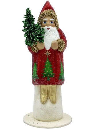 1915 Santa with Swarovski Crystal Schaller Paper Mache Candy Container
