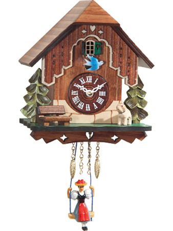 0186SQ Chalet Quartz Swinging Lady with Sound Miniature Clock