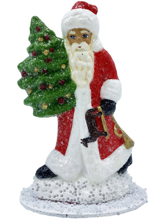 13-08 Santa with Toy Horse and Tree Schaller Paper Mache Candy Container