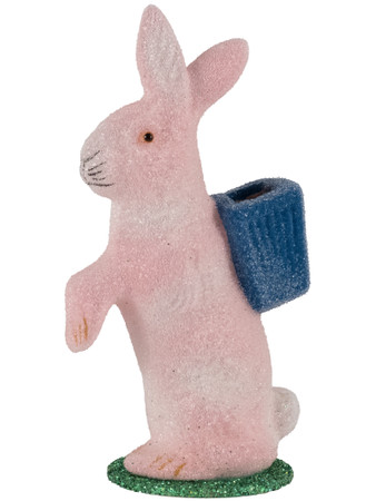 711-PK Easter Bunny Rose Beaded Schaller Paper Mache Candy Container