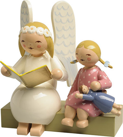 634-10-1 Wendt and Kuhn Marguerite Angel on Bench with Girl