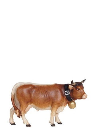 801041 Cow looking Right Real Wood Painted Kostner Nativity from Pema in Italy