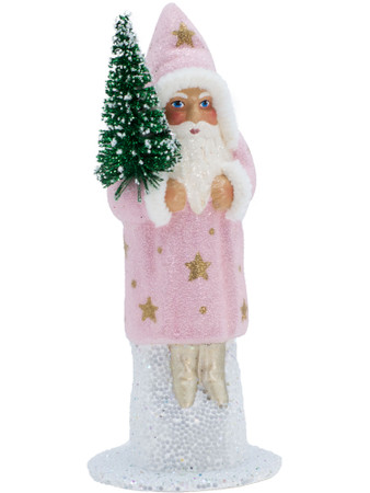 21-155 Rose Santa with Tree from Ino Schaller Paper Mache Candy Container