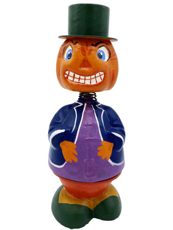 0919-5 Pumpkin Man Nodder Ino Schaller Paper Mache Candy Container