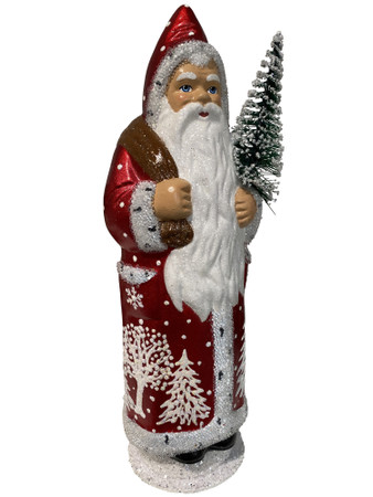 22295 Santa in Red Coat with Bead Edge from Ino Schaller Paper Mache Candy Container