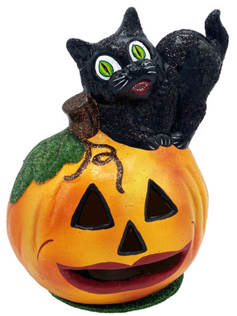 442 Black Cat on Jack O Lantern Ino Schaller Paper Mache Candy Container