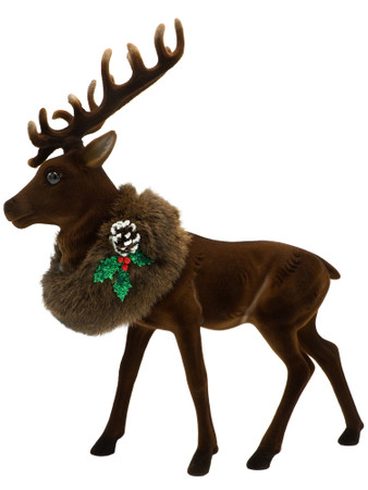 13-700-2 Deer Flocked with Antlers Fur and Christmas Deco from Ino Schaller