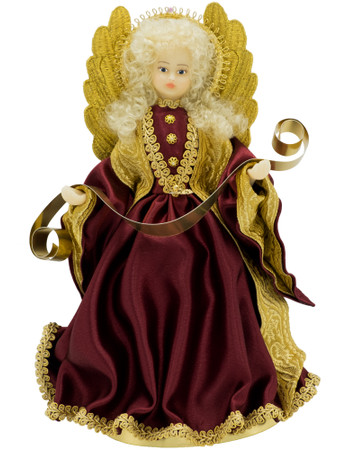 110-IV-WR Tree Topper Wax Angel Holding Banner