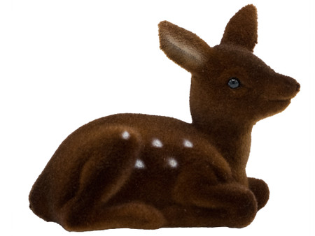 281-2 Lying Bambi Flocked with Spots Deer from Ino Schaller Paper Mache