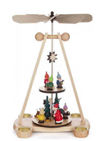 085-1014 German Two Tier Dwarf and Santa Pyramid