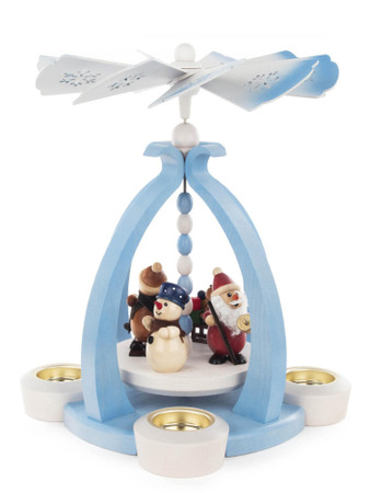 085-942-2 German Blue Santa and Snowman Pyramid