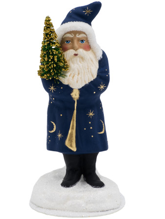 23B Blue Santa with Gold Moon and Stars from Ino Schaller