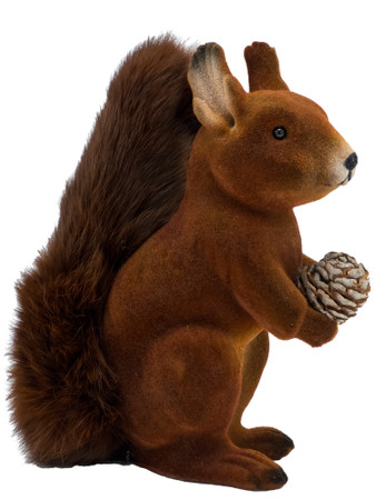 310-7 Brown Squirrel Flocked with Fur Tail from Ino Schaller Paper Mache