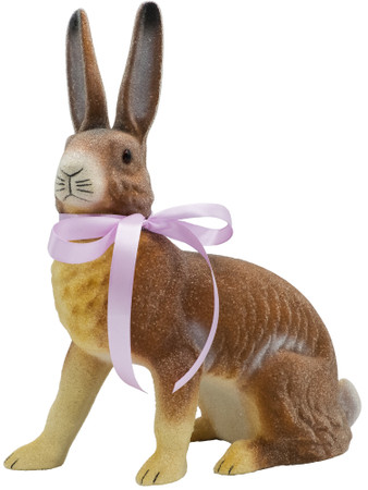 705-0 Beaded Light Brown Easter Bunny Schaller Paper Mache Candy Container