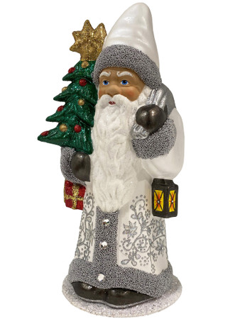 2434 White Pearl Santa with Silver Décor from Ino Schaller