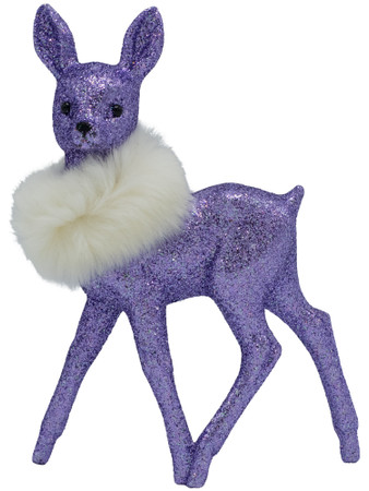 700-7-LV-G Glittered Lavender Deer with fur from Ino Schaller Paper Mache