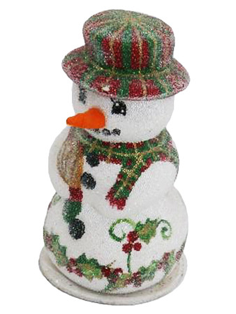 1668 Snowman with Holly Deco Schaller Paper Mache Candy Container