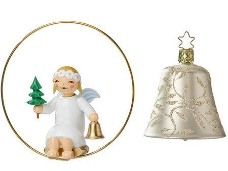 5226-6312-1silver Angel in Ring with Little Tree and Bell from Wendt and Kuhn