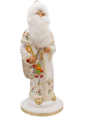 2648 Pearlized XL Santa with Holly Leaf and Crystals from Ino Schaller