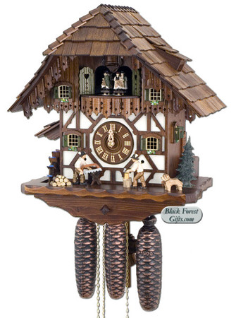 8TMT5483-9 Anton Schneider 8 Day Wood Chopper and Sawer Cuckoo Clock