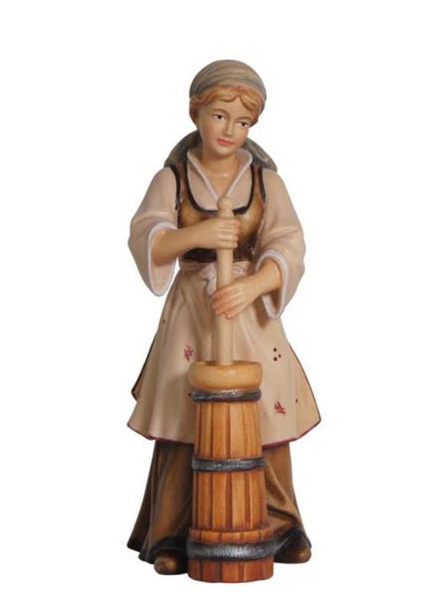 801021Shepherdess with Butter Churn Painted Kostner Nativity from Pema in Italy