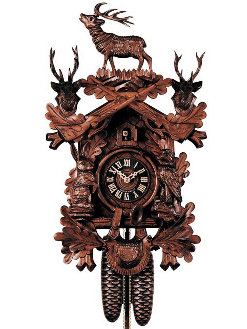 86825TKO Hones 8 Day Carved Hunters Cuckoo Clock