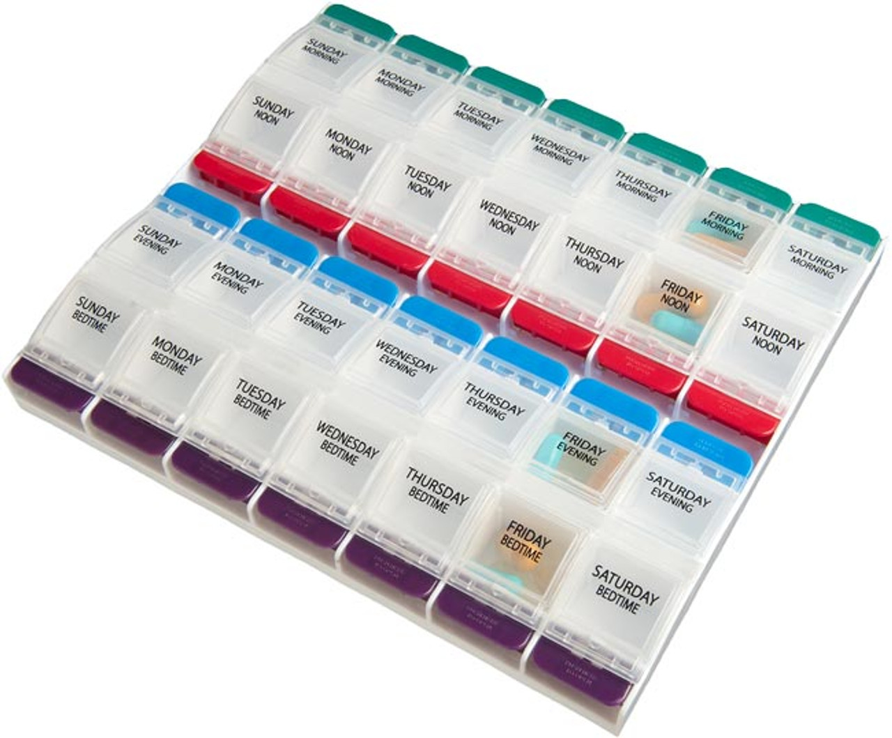 Push Button 4X/Day Large Weekly Pill Organizer 67586