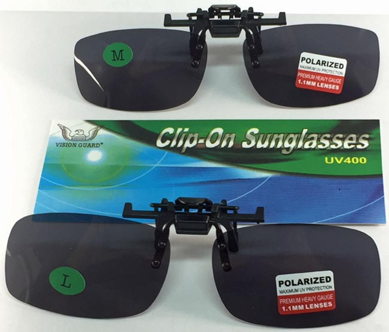 Sunglasses Clip on Polarized Rectangular UV400 1.1mm Lenses -  Healthaccessories