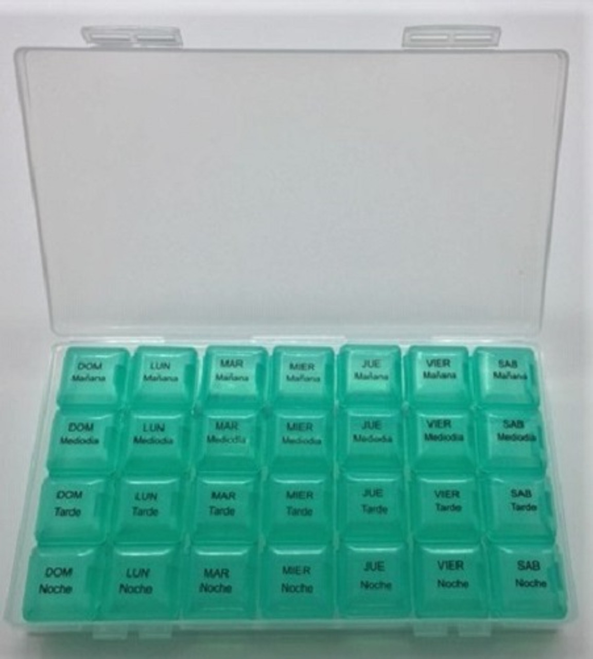 7 Day Weekly Four Times per Day Large Spanish Pill Box Organizer