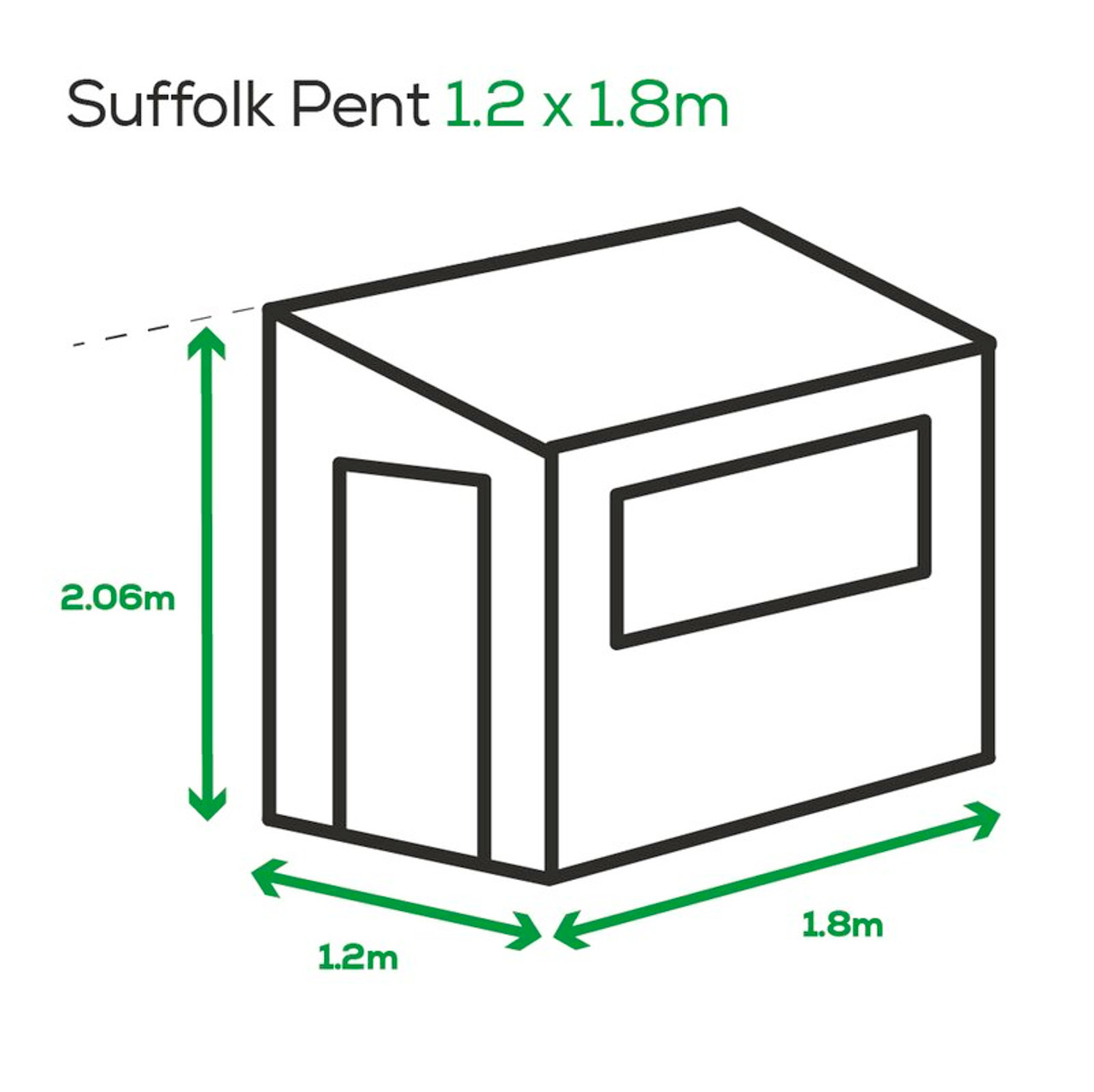 Albany Suffolk Pent Treated Shed 1.8m x 1.2m