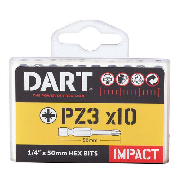Dart Impact Driver Bits 50mm PZ3 (10 Pack)