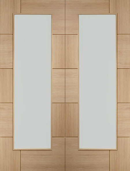 XL Ravenna Internal Oak Door Pair with Clear Glass 1981 x 1524 x 40mm (60 Inch)