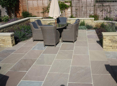 Talasey Classicstone Lakeland Sandstone Paving Slabs - 600 x 600 x 18mm - Natural Stone - Grey, Brown, Buff Tones