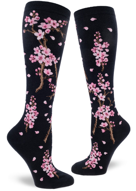 Cherry Blossom, Deep Navy  - Women's Knee Highs
MOD Socks