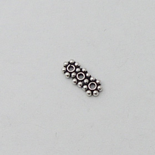 India Silver, 5x12mm 3-Hole Daisy Spacer