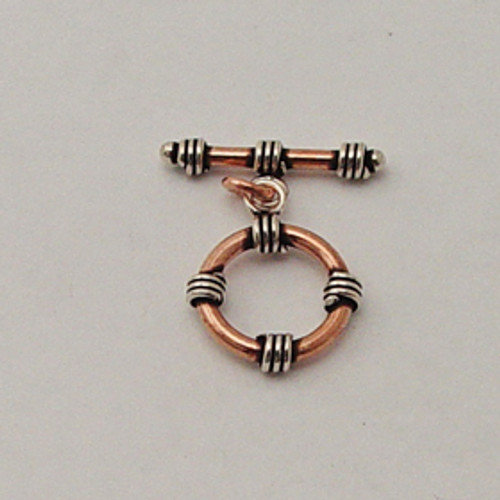 India Silver & Copper, 16mm Coiled Toggle