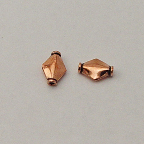 Copper, 8x12mm Ridged Diamond Bead