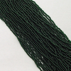 11/0 Transparent Dark Green Czech seed bead sold by the Hank