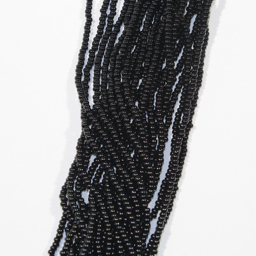 10/0 Opaque Black Czech Seed Bead |  Hank and Half Kilo