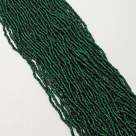 11/0 Dark Green Silver Lined Czech seed bead with a Square Hole