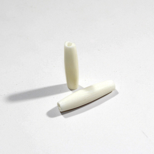1" white bone hair pipe beads sold in 100 count bags with 1.5mm hole. 