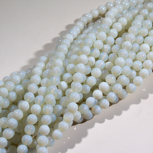 White Opalite Faceted Round Loose Beads – Glossy Finish – 4mm, 6mm, 8mm, 10mm Sizes