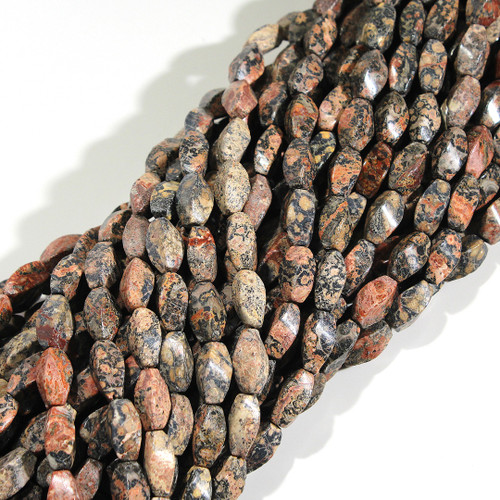 Red Leopardskin Jasper | Rice - Quad Twist 9x15mm | Wholesale $8