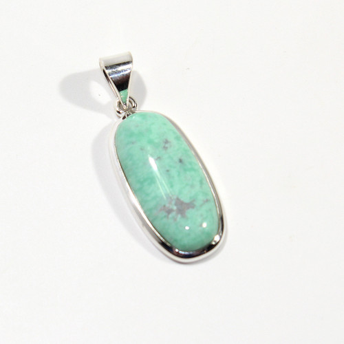 Variscite Freeform Sterling Silver Pendant  39x15mm