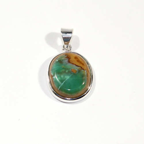 Variscite Freeform Sterling Silver Pendant  28x17mm