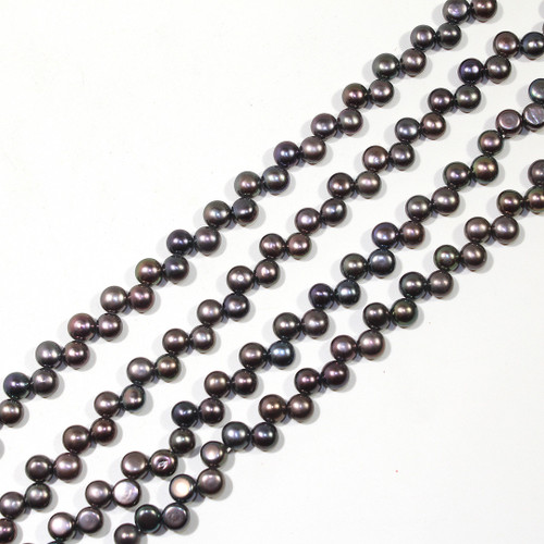 5.5mm Metallic Green/Purple Lentil Side Drill Freshwater Pearl | $10