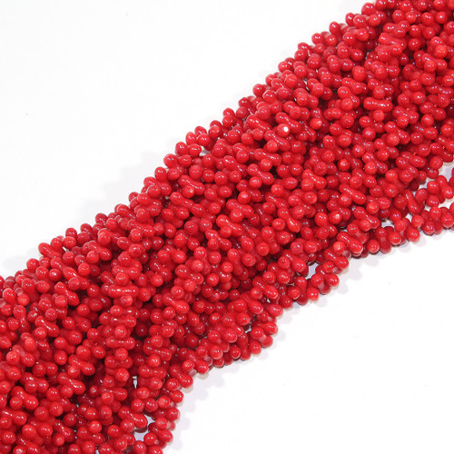 Red Coral Horizontal Drilled Dog Bone Beads