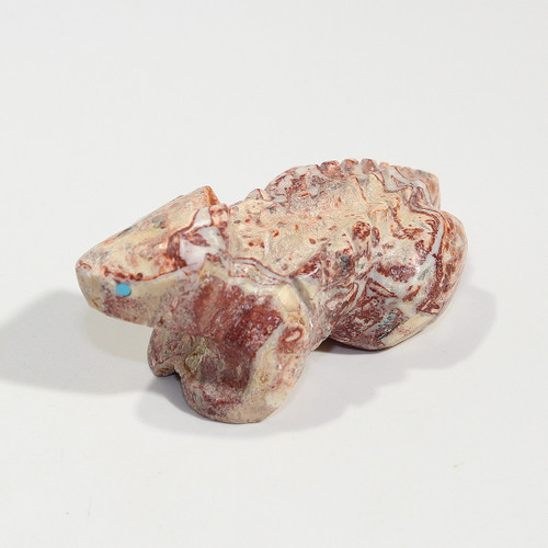 Horned Toad Fetish Carved by Kenric Laiwakete | Leopard Skin Jasper 